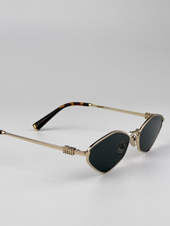 Miu Miu MU56ZS ZVN5S0 BRAND NEW Sunglasses Pale Gold Dark Grey Geometric Unisex main image 5